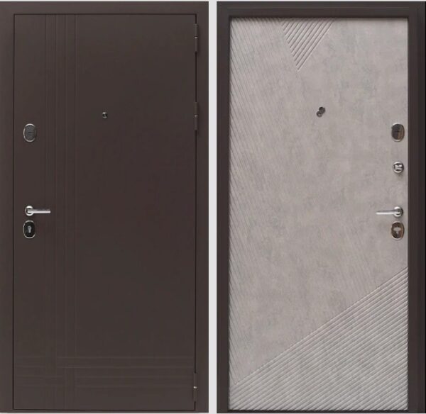 Входная дверь Скандинавия Муар шоколад/Бетон светлый