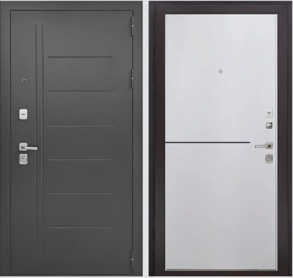 Входная дверь Букле черный К4 Велютто бьянко