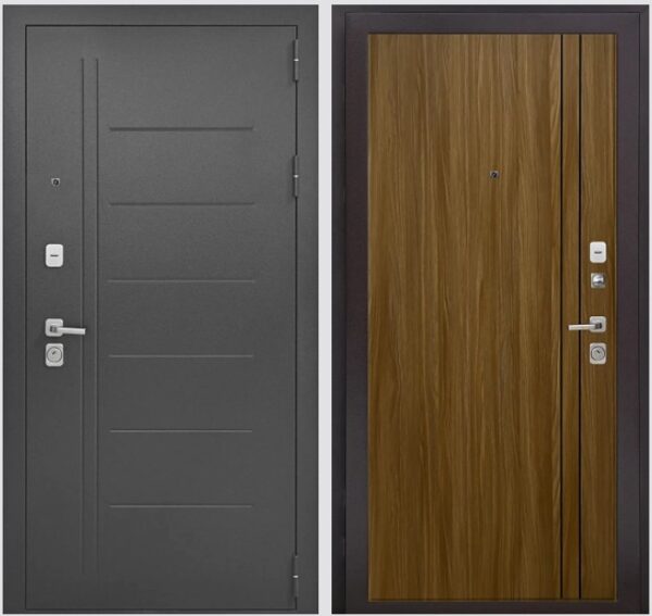 Входная дверь Букле черный К7 Дуб сиена