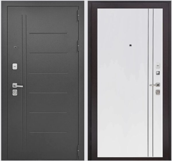 Входная дверь Букле черный К7 Велютто бьянко