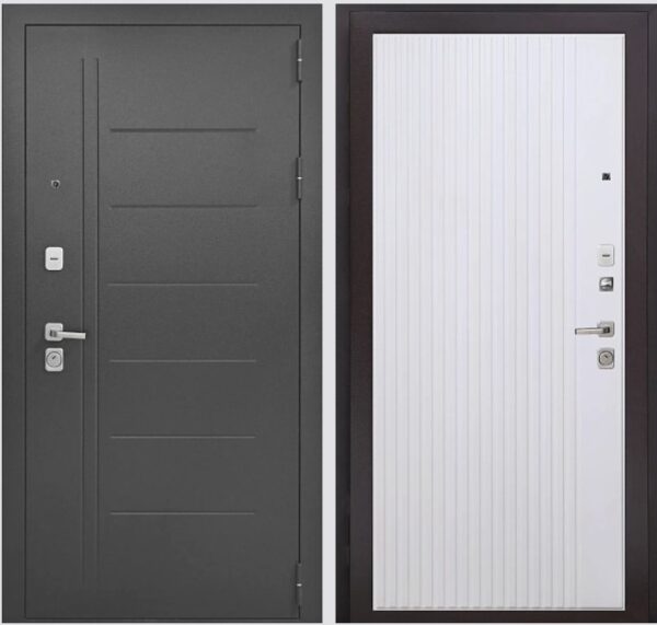 Входная дверь Букле черный К5 Велютто Бьянко