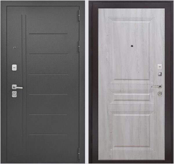 Входная дверь Букле черный К2 Граф белый