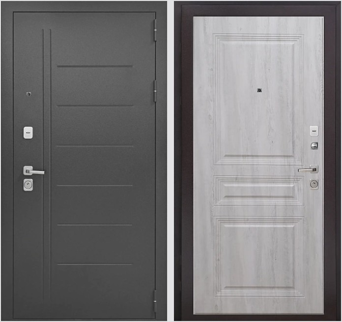 Входная дверь Букле черный К2 Граф белый