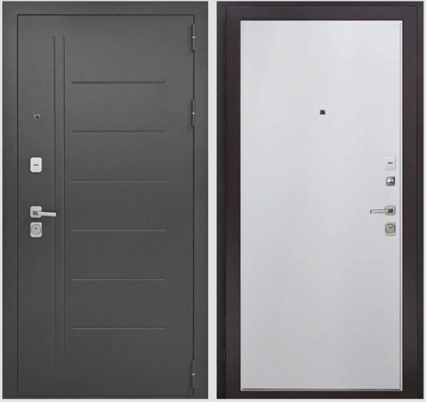 Входная дверь Букле черный К8 Эмаль белая