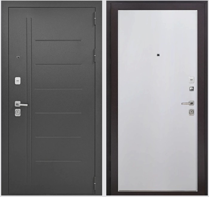 Входная дверь Букле черный К8 Эмаль белая