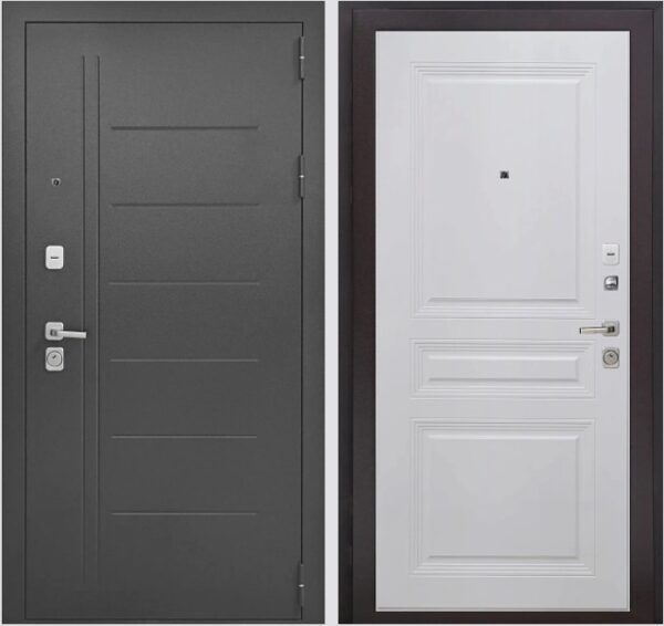 Входная дверь Букле черный К2 Велютто Бьянко