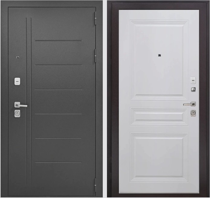 Входная дверь Букле черный К2 Велютто Бьянко