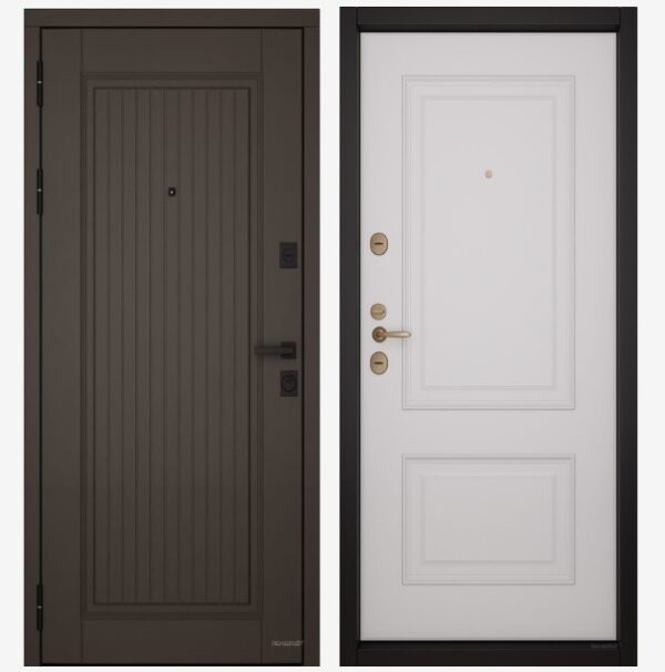 Входные двери Вандрафт Нуво 11 шоколад /Верба белый