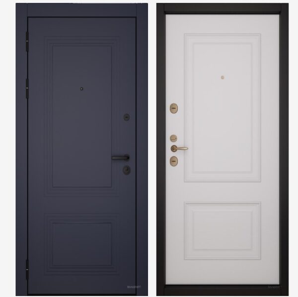 Входные двери Вандрафт Ступени синий /Верба белый