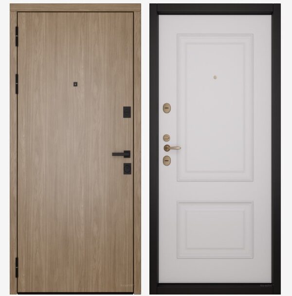 Входные двери Вандрафт Новая линия дуб натуральный /Верба белый