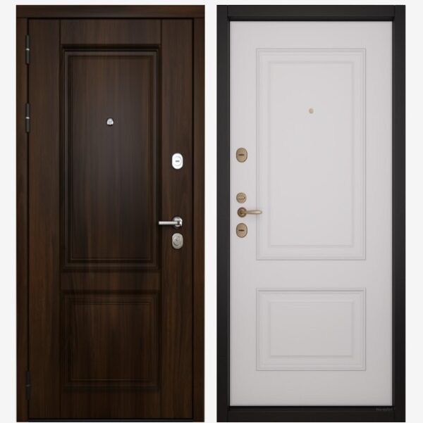 Входные двери Вандрафт Классика 2 орех тёмный /Верба белый