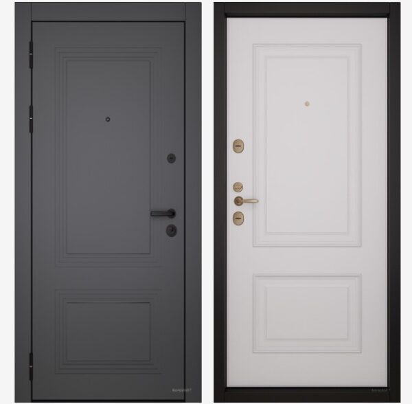 Входные двери Вандрафт Ступени графит  /Верба белый