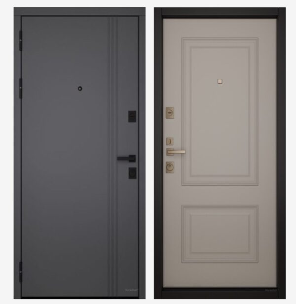 Входные двери Вандрафт Вертикаль 3 графит  /Верба капучино