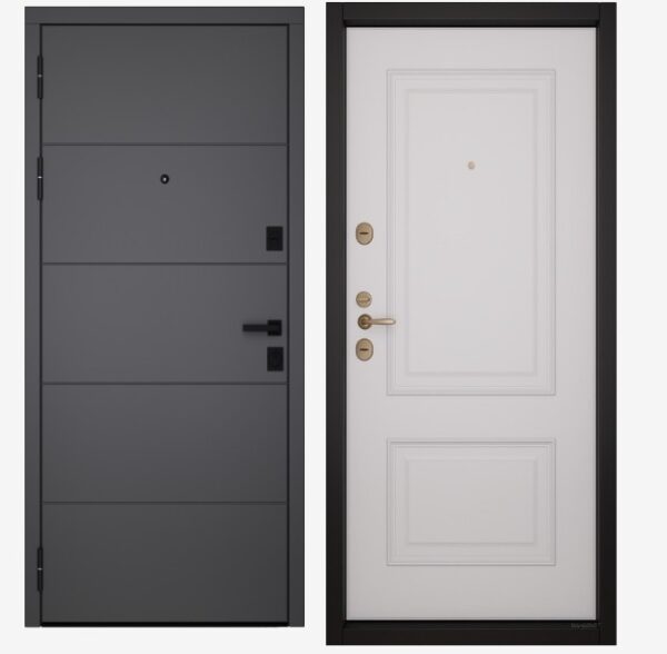 Входные двери Вандрафт Домино графит /Верба белый