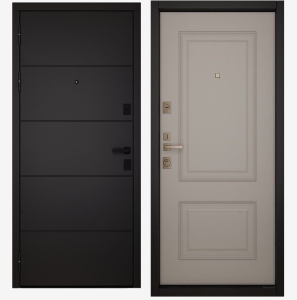 Входные двери Вандрафт Домино антрацит /Верба капучино