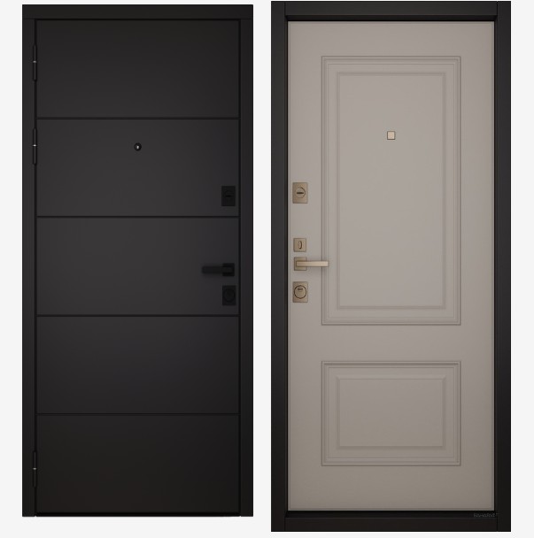 Входные двери Вандрафт Домино антрацит /Верба капучино