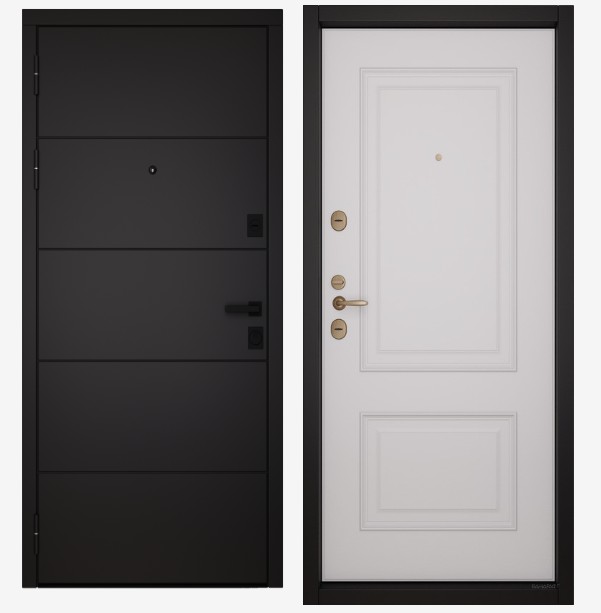 Входные двери Вандрафт Домино антрацит /Верба белый