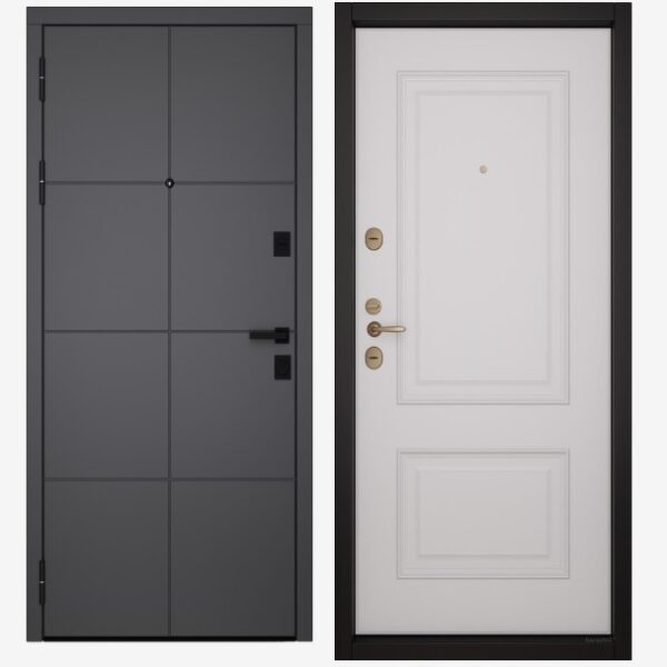 Входные двери Вандрафт Графика графит /Верба белый