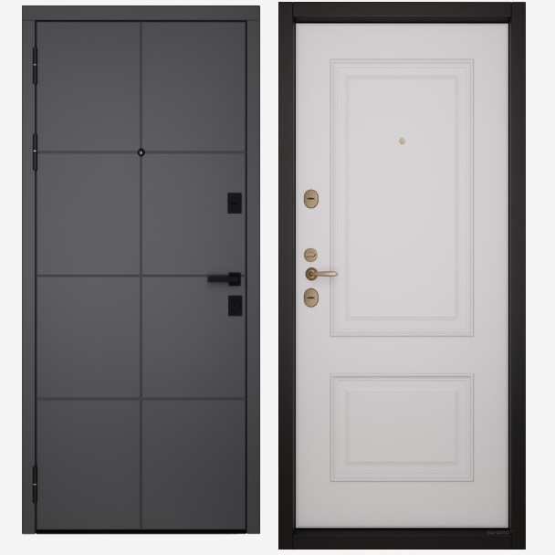 Входные двери Вандрафт Графика графит /Верба белый