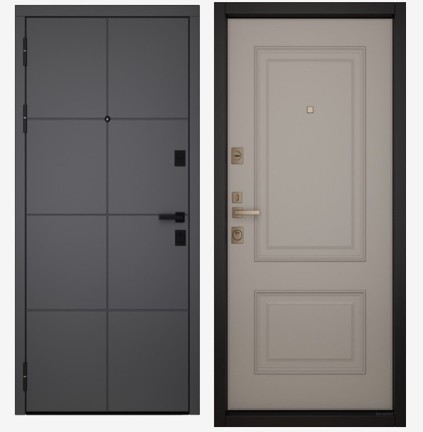 Входные двери Вандрафт Графика графит /Верба капучино