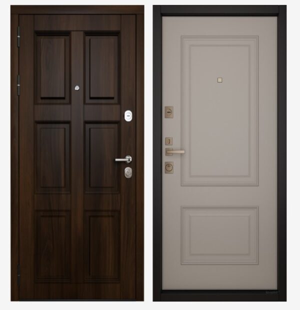 Входные двери Вандрафт Нуво 6 орех тёмный /Верба капучино