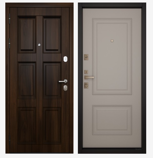 Входные двери Вандрафт Нуво 6 орех тёмный /Верба капучино