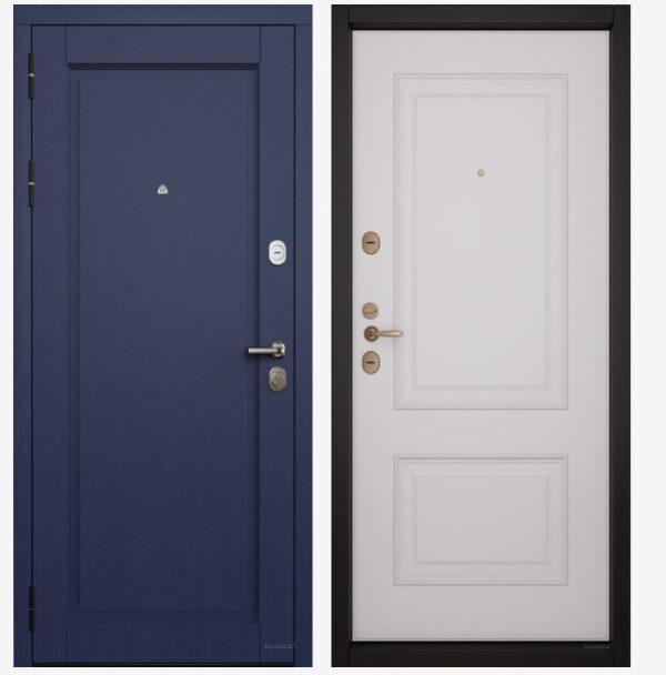 Входные двери Вандрафт Нуво 1 синий /Верба белый