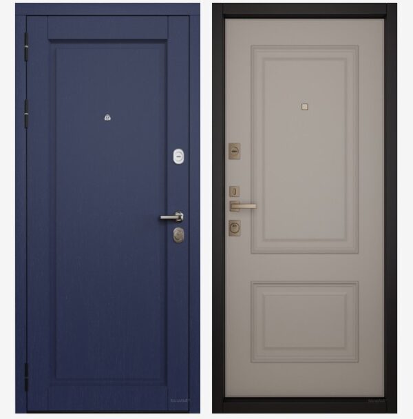 Входные двери Вандрафт Нуво 1 синий /Верба капучино
