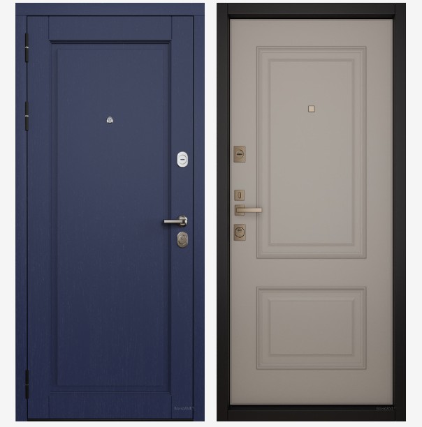 Входные двери Вандрафт Нуво 1 синий /Верба капучино