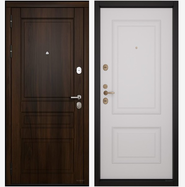 Входные двери Вандрафт Нуво 3 орех тёмный /Верба белый