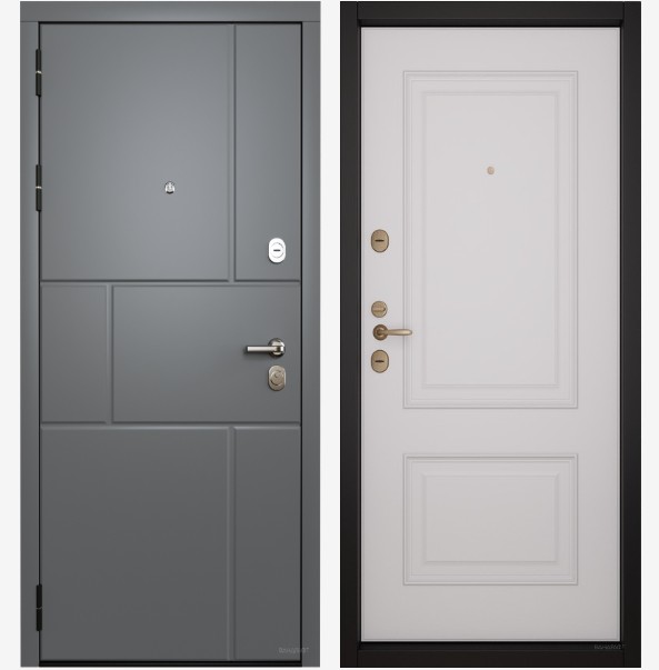 Входные двери Вандрафт ФС графит  /Верба белый