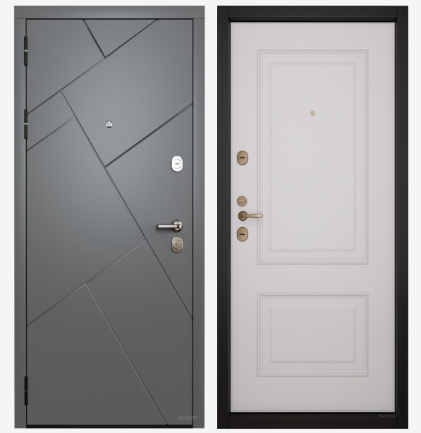 Входные двери Вандрафт Плитка графит /Верба белый