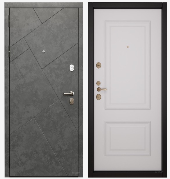 Входные двери Вандрафт Плитка бетон лофт /Верба белый