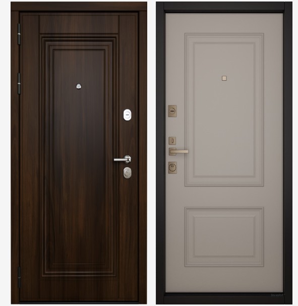 Входные двери Вандрафт Гранд орех тёмный /Верба капучино