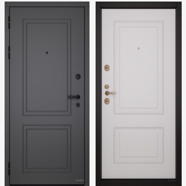 Входные двери Вандрафт Ленинград графит /Верба белый