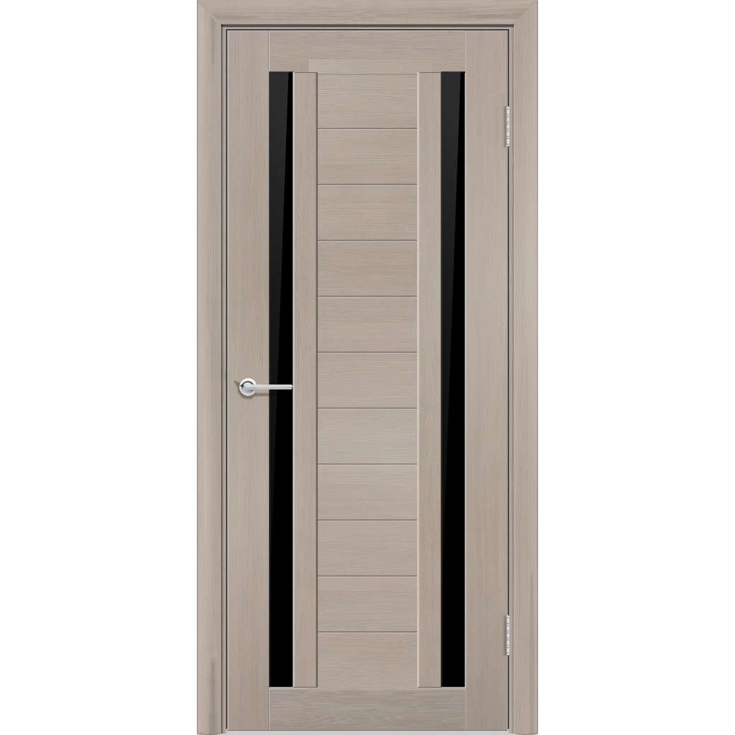 Межкомнатная дверь P6, Дуб бруно, Лакобель черный