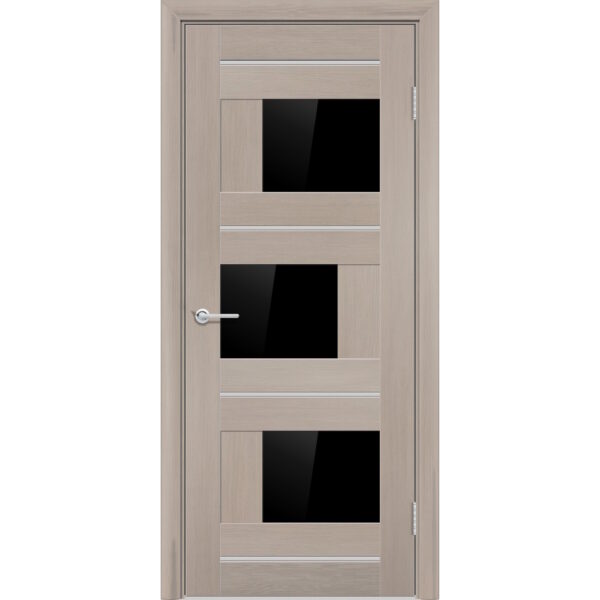 Межкомнатная дверь P5, Дуб бруно, Лакобель черный