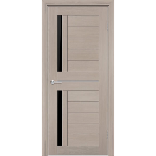 Межкомнатная дверь P4, Дуб бруно, Лакобель черный