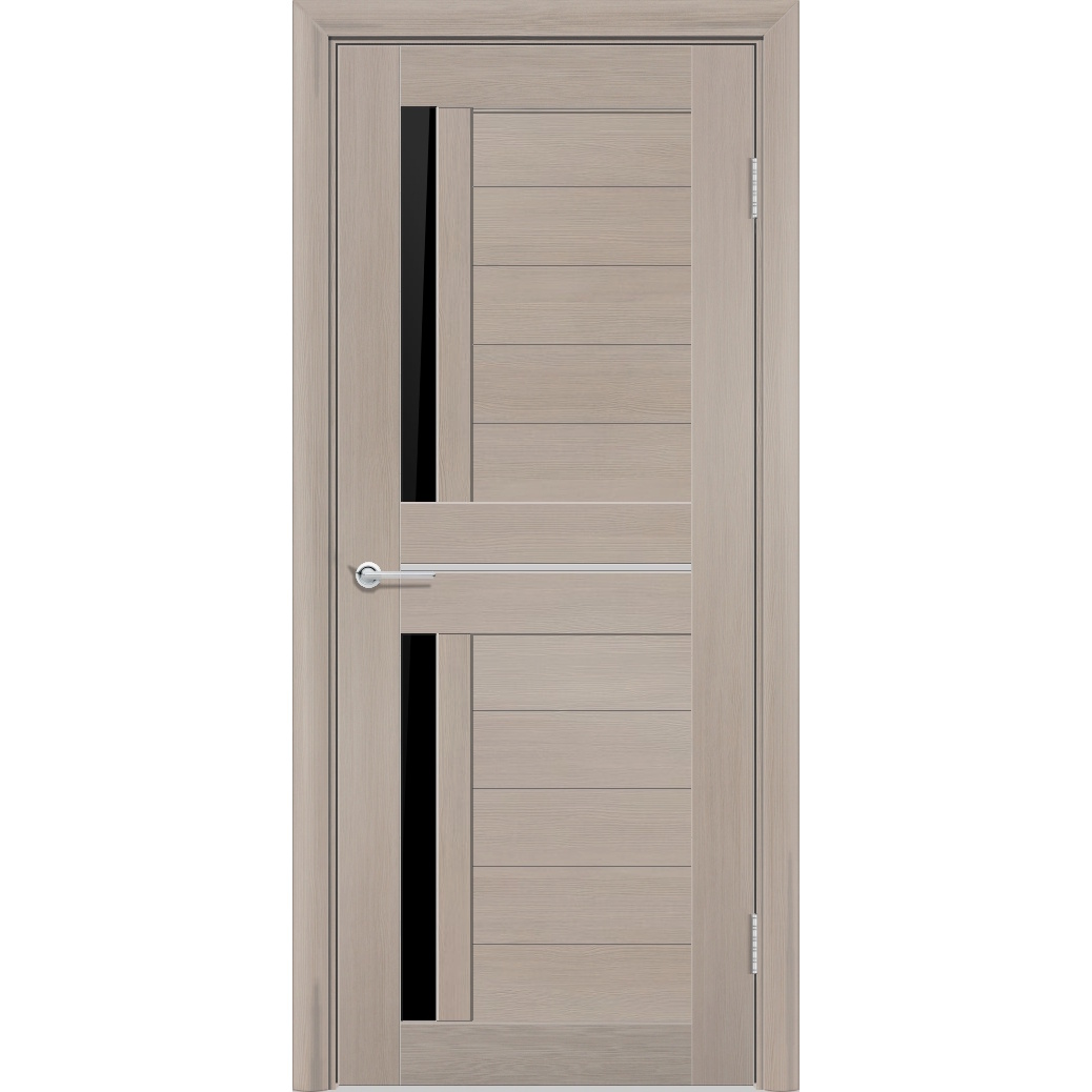 Межкомнатная дверь P4, Дуб бруно, Лакобель черный