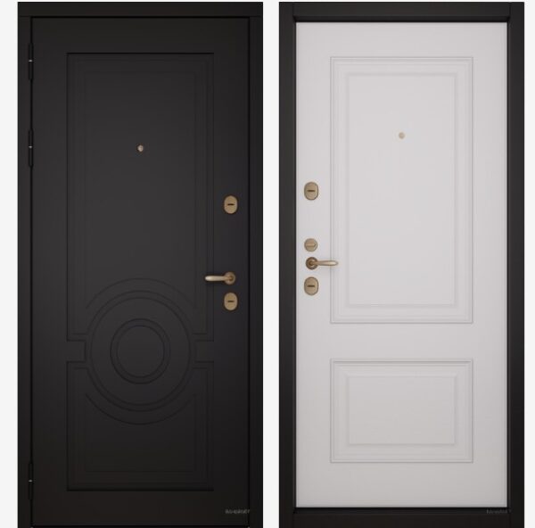 Входные двери Вандрафт Афина антрацит /Верба белый