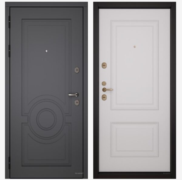 Входные двери Вандрафт Афина графит /Верба белый