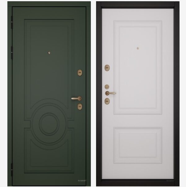 Входные двери Вандрафт Афина олива /Верба белый