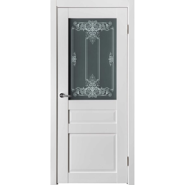 Межкомнатная дверь Лондон, ПП, Белый полипропилен, Сатинато фотопечать
