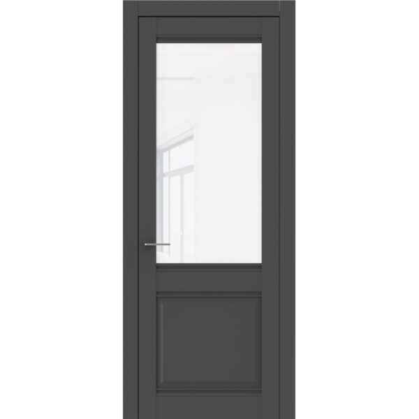 Межкомнатная дверь Классик 241, ПП, Графит полипропилен, Сатинат белое