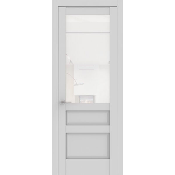 Межкомнатная дверь Лондон, ПП, Серый полипропилен, Сатинат белое