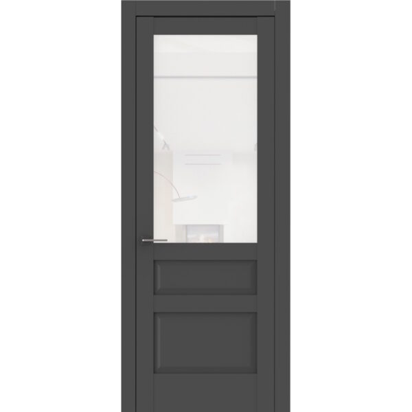 Межкомнатная дверь Лондон, ПП, Графит полипропилен, Сатинат белое