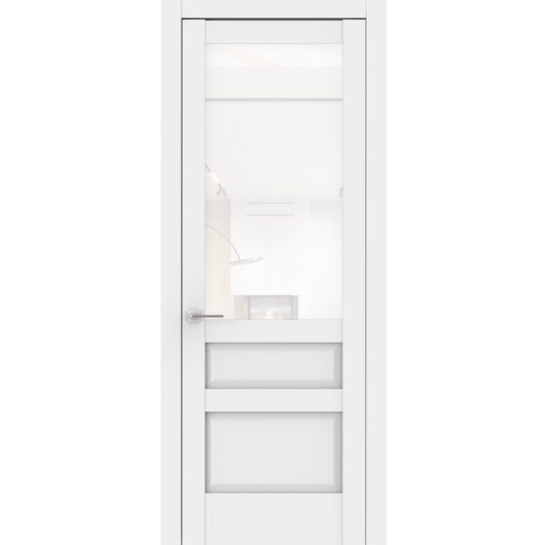 Межкомнатная дверь Лондон, ПП, Белый полипропилен, Сатинат белое