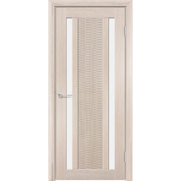 Межкомнатная дверь Т34, Лиственница кремовая, Белое матовое