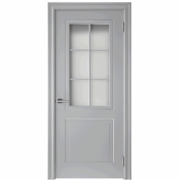 Межкомнатная дверь Антонина СК 7, Сатинато английская решетка, эмаль серая