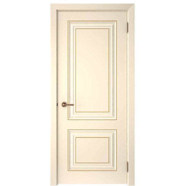 Межкомнатная дверь СК 2, глухое, эмаль ваниль, патина золото